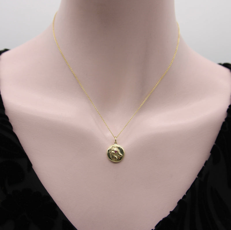 14K Gold & Ruby Victorian Inspired Signature Whippet Pendant-Charm Pendant, Charm Kirsten's Corner Jewelry 