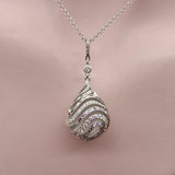 18K White Gold Diamond Drop Rock Crystal Necklace w/ Hand Engraved Cage Setting Kirsten's Corner 