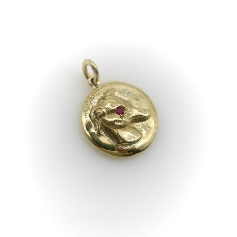 14K Gold & Ruby Victorian Inspired Signature Whippet Pendant-Charm Pendant, Charm Kirsten's Corner Jewelry 
