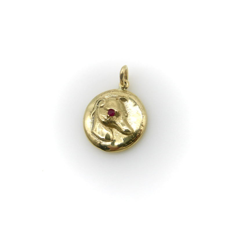 14K Gold & Ruby Victorian Inspired Signature Whippet Pendant-Charm Pendant, Charm Kirsten's Corner Jewelry 