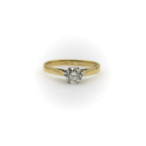 18K Gold & Platinum Vintage Solitaire Diamond Ring Ring Kirsten's Corner Jewelry 