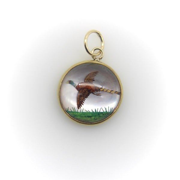 18K Gold Essex Crystal Pheasant Charm Pendant, Charm Kirsten's Corner 