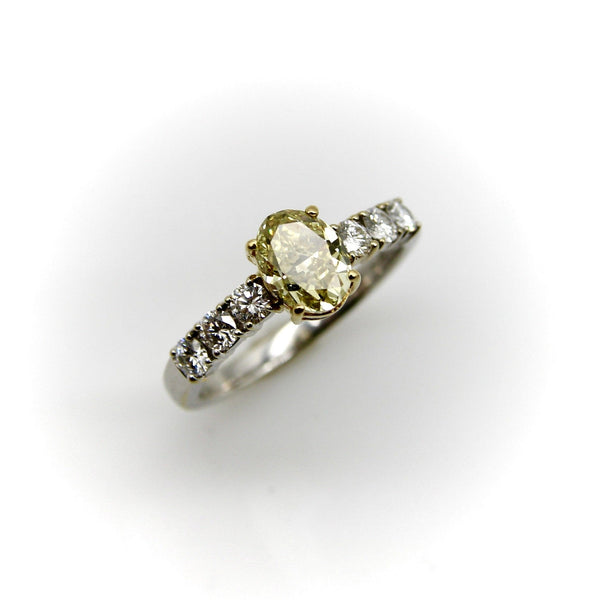 18K Gold Oval Yellow Diamond and Diamond Ring Ring Kirsten's Corner 