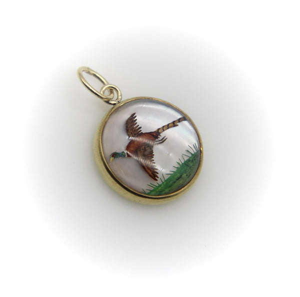 18K Gold Essex Crystal Pheasant Charm Pendant, Charm Kirsten's Corner 