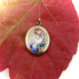 Victorian 18K Gold Hand-Painted Enamel Hand with Rose Locket locket Kirsten's Corner 