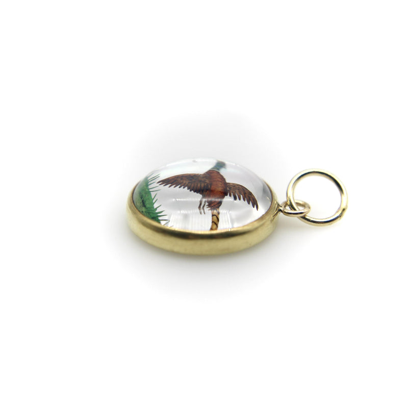 18K Gold Essex Crystal Pheasant Charm Pendant, Charm Kirsten's Corner 