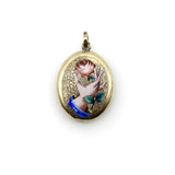 Victorian 18K Gold Hand-Painted Enamel Hand with Rose Locket locket Kirsten's Corner 