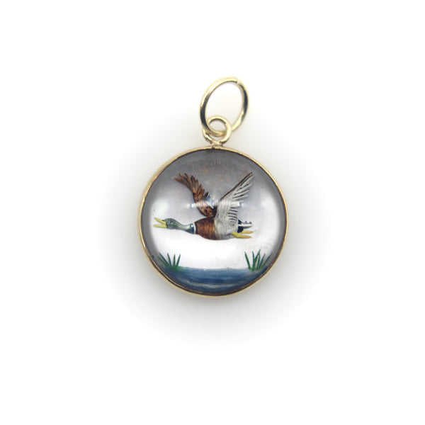 18K Gold Essex Crystal West-Flying Mallard Duck Charm Pendant, Charm Kirsten's Corner 