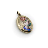 Victorian 18K Gold Hand-Painted Enamel Hand with Rose Locket locket Kirsten's Corner 