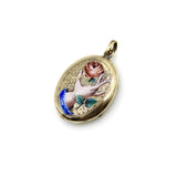 Victorian 18K Gold Hand-Painted Enamel Hand with Rose Locket locket Kirsten's Corner 