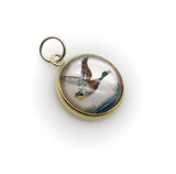 18K Gold Essex Crystal East-Flying Mallard Duck Charm Pendant, Charm Kirsten's Corner 