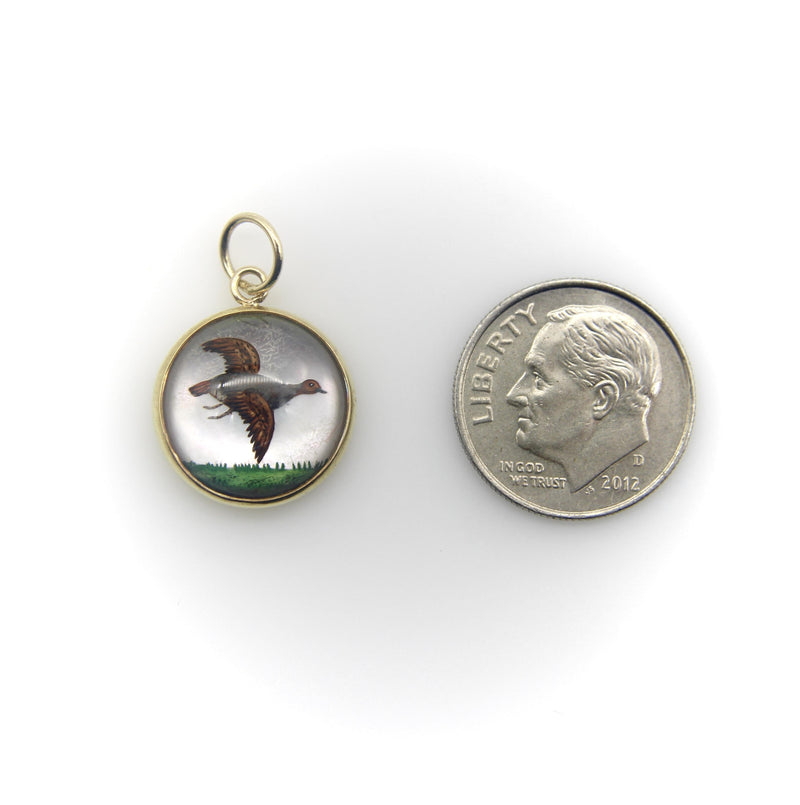 18K Gold Essex Crystal Wild Turkey Charm pendant, Charm Kirsten's Corner 