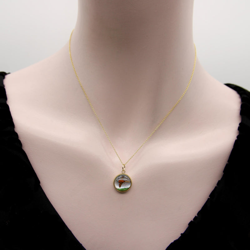 18K Gold Essex Crystal Pheasant Charm Pendant, Charm Kirsten's Corner 