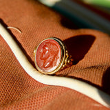 Victorian 18K Gold Carnelian Intaglio of Julius Caesar Ring ring Kirsten's Corner 