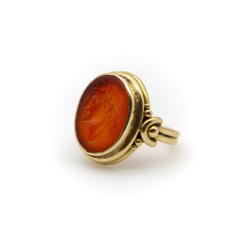 Victorian 18K Gold Carnelian Intaglio of Julius Caesar Ring ring Kirsten's Corner 