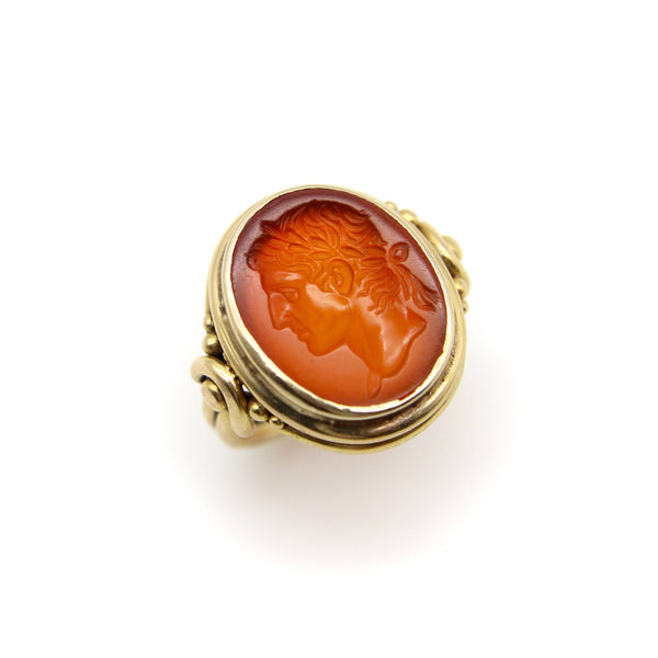 Victorian 18K Gold Carnelian Intaglio of Julius Caesar Ring ring Kirsten's Corner 