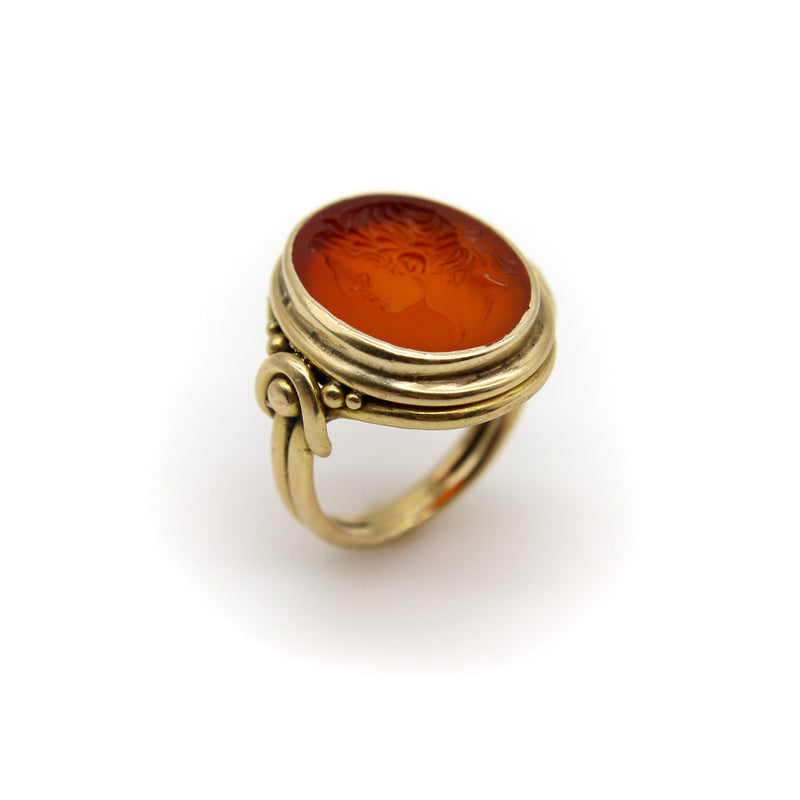 Victorian 18K Gold Carnelian Intaglio of Julius Caesar Ring ring Kirsten's Corner 