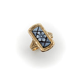 Victorian 14K Gold Carved Floral Banded Agate Ring ring Kirsten's Corner 