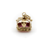 Vintage 18K Gold and Pink Sapphire Crown Pendant Pendant Kirsten's Corner 