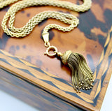 14K Gold Victorian Fancy Link Long Chain with Drop and Enameled Tassel Chain Kirsten's Corner 