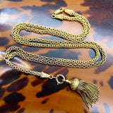 14K Gold Victorian Fancy Link Long Chain with Drop and Enameled Tassel Chain Kirsten's Corner 
