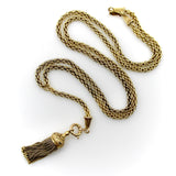 14K Gold Victorian Fancy Link Long Chain with Drop and Enameled Tassel Chain Kirsten's Corner 