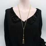 14K Gold Victorian Fancy Link Long Chain with Drop and Enameled Tassel Chain Kirsten's Corner 
