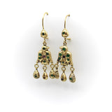 18K Gold Iberian Bird Emerald and Ruby Earrings Kirsten's Corner 