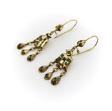 18K Gold Iberian Bird Emerald and Ruby Earrings Kirsten's Corner 