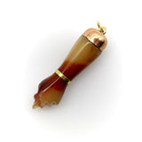 Reddish Brown Celluloid Figa with 9K Gold Cap and 14K Gold Bail Pendant, Charm Kirsten's Corner 