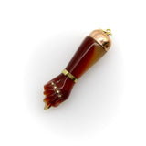Reddish Brown Celluloid Figa with 9K Gold Cap and 14K Gold Bail Pendant, Charm Kirsten's Corner 