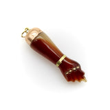 Reddish Brown Celluloid Figa with 9K Gold Cap and 14K Gold Bail Pendant, Charm Kirsten's Corner 