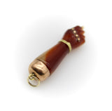 Reddish Brown Celluloid Figa with 9K Gold Cap and 14K Gold Bail Pendant, Charm Kirsten's Corner 