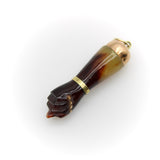 Dark Brown Celluloid Figa with 9K Gold Cap and 14K Gold Bail Pendant, Charm Kirsten's Corner 