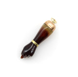 Dark Brown Celluloid Figa with 9K Gold Cap and 14K Gold Bail Pendant, Charm Kirsten's Corner 