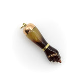 Dark Brown Celluloid Figa with 9K Gold Cap and 14K Gold Bail Pendant, Charm Kirsten's Corner 