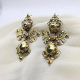 Georgian Iberian 18K Gold Pendeloque Emerald Earrings Kirsten's Corner 