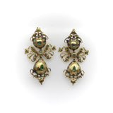 Georgian Iberian 18K Gold Pendeloque Emerald Earrings Kirsten's Corner 