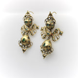 Georgian Iberian 18K Gold Pendeloque Emerald Earrings Kirsten's Corner 