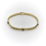 Vintage 14K Gold Herringbone Link Diamond Bracelet Bracelet Kirsten's Corner 