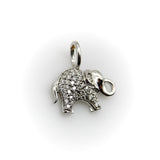 14K White Gold Elephant Charm with Pave Diamonds Charm Kirsten's Corner 