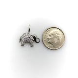 14K White Gold Elephant Charm with Pave Diamonds Charm Kirsten's Corner 