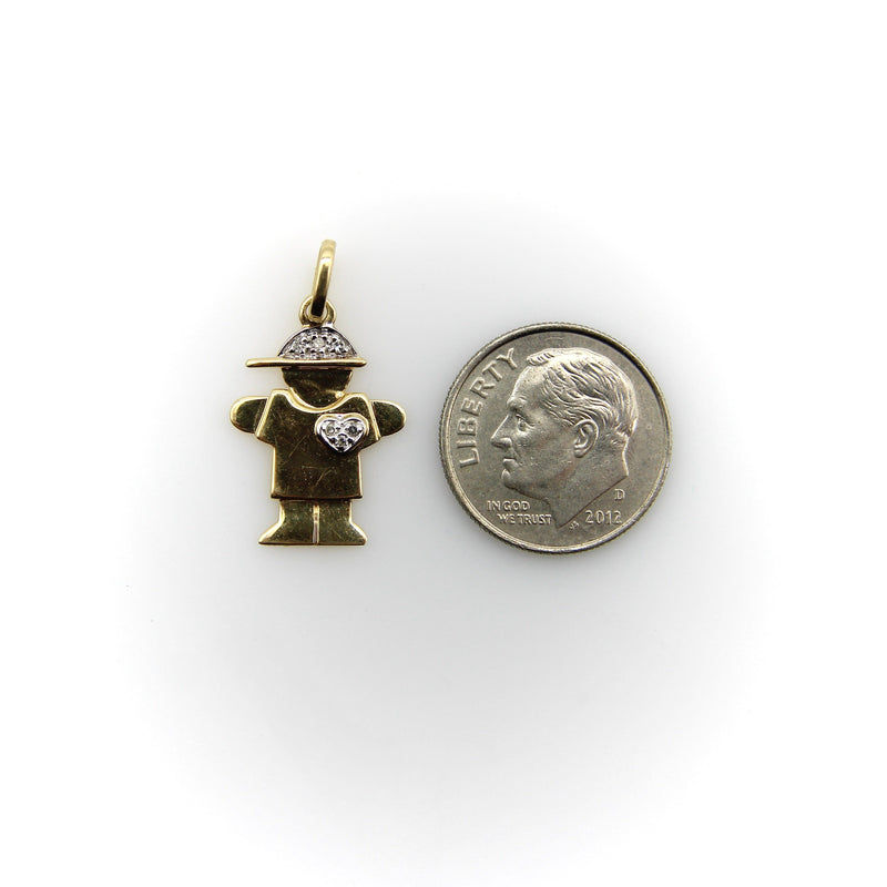 14k Gold Stylized Child Charm with Diamonds charm Kirsten's Corner 