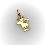 14k Gold Stylized Child Charm with Diamonds charm Kirsten's Corner 