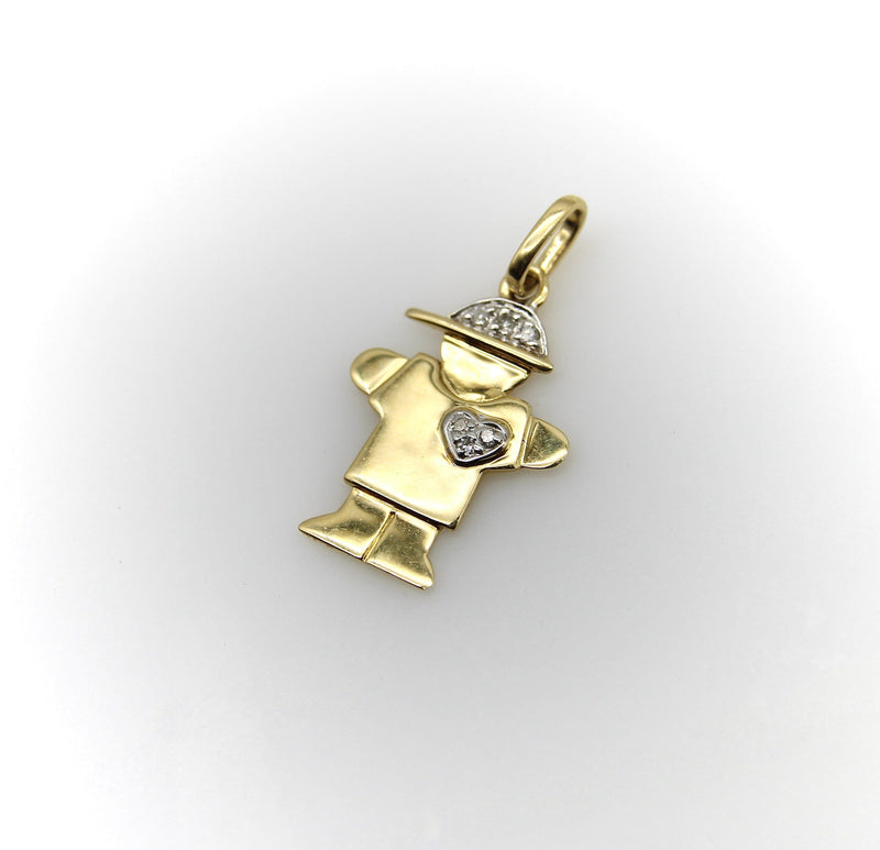 14k Gold Stylized Child Charm with Diamonds charm Kirsten's Corner 