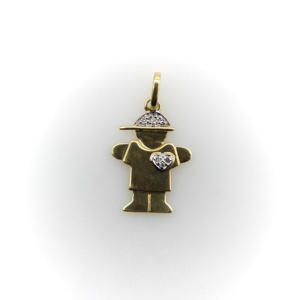 14k Gold Stylized Child Charm with Diamonds charm Kirsten's Corner 