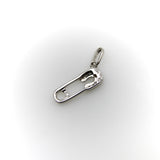 14K White Gold Diaper Pin Charm with Diamonds Charm Kirsten's Corner 