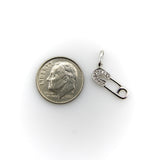 14K White Gold Diaper Pin Charm with Diamonds Charm Kirsten's Corner 