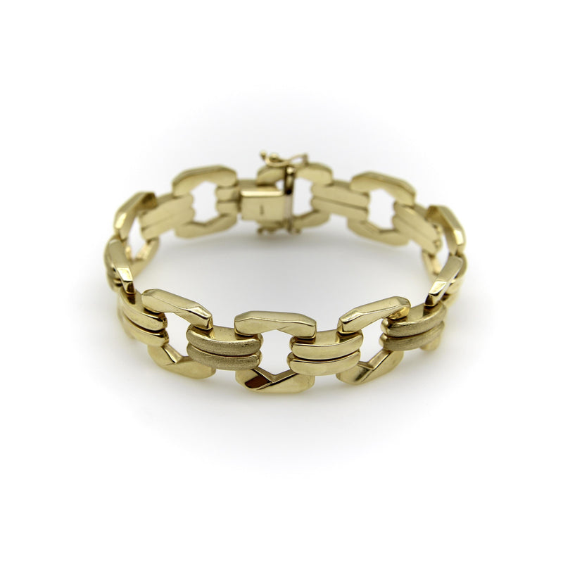 Vintage 14K Gold Alternating Link Bracelet Kirsten's Corner 