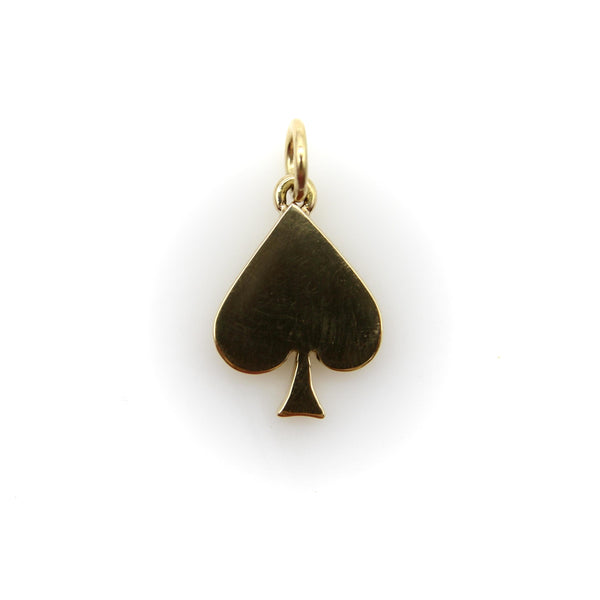 18K Gold Vintage Playing Card Spade Suit Pendant Charm Kirsten's Corner 